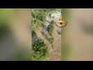 Aerials: Firefighters survey severe flooding in northern Italy