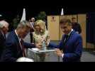 French President Emmanuel Macron casts his vote in the general elections