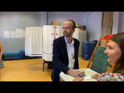 Left-wing coalition candidate Manuel Bompard votes in Marseille in the French genral elections