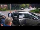 Far-right leader Marine Le Pen arrives at the RN's election evening