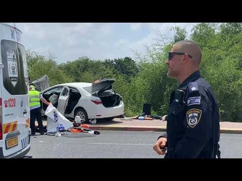 Scene of suspected car-ramming attack in central Israel