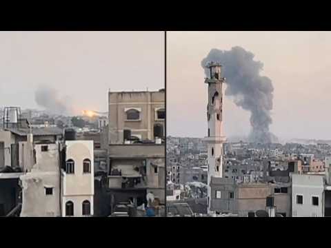 Clouds of smoke rise following strikes on Shujaiya in Gaza City