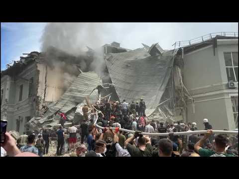 Aftermath of strike on Kyiv children's hospital