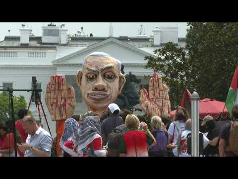Protesters gather outside White House as Biden meets with Netanyahu