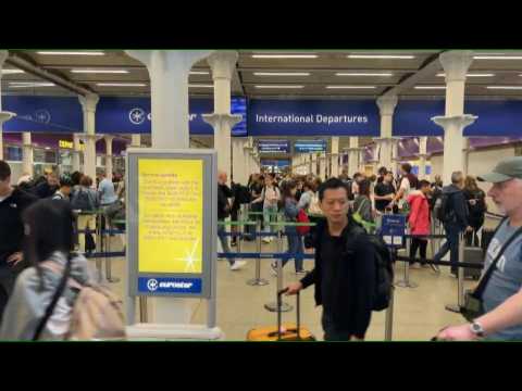 People wait in London as multiple Eurostar trains cancelled after French rail sabotage