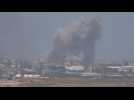 Clouds of smoke rise over northern Gaza following Israeli strikes