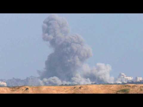 Smoke billows over central Gaza following Israeli air strikes
