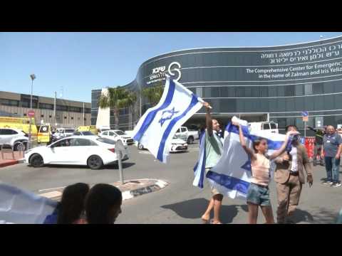 Scene outside hospital after Israel says rescued 4 hostages alive