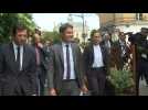 French PM campaigning for the general election near Paris