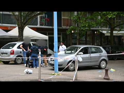 Forensic police at the scene of a stabbing attack in eastern France