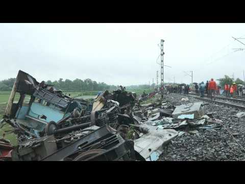 Aftermath of India train crash that killed eight