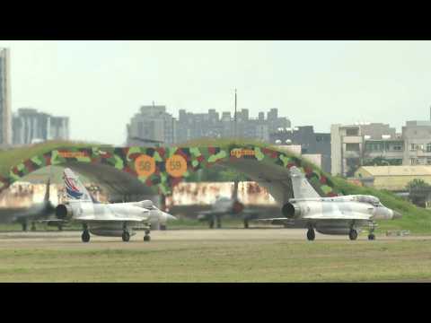 Planes take off from Hsinchu Air Base as Taiwan condemns China's military drills