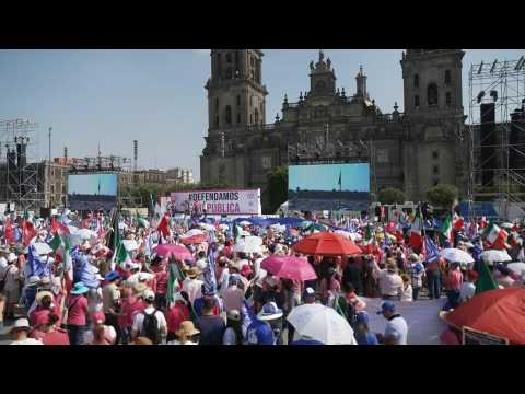 Opposition protesters gather in Mexico City ahead of rally