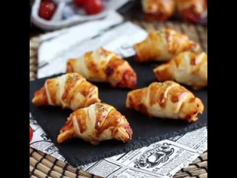 Mini croissants apéritif (pizza au jambon et fromage)